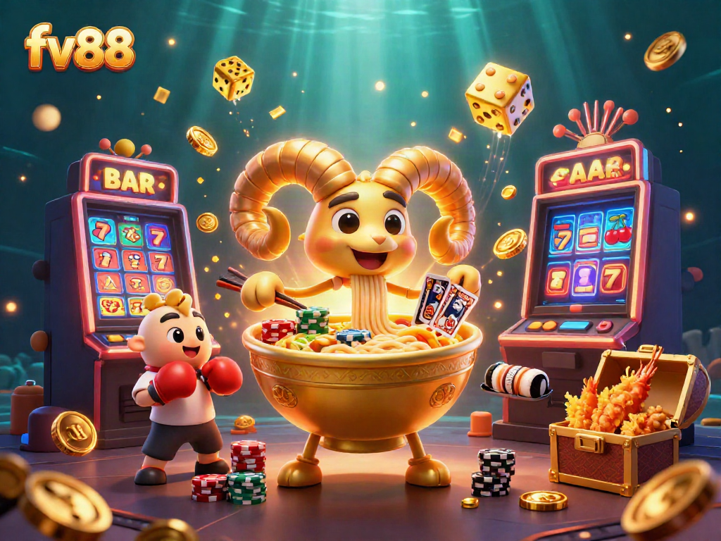Engage in exciting gameplay with fv88, featuring a vibrant scene of casino-themed characters and dynamic elements.