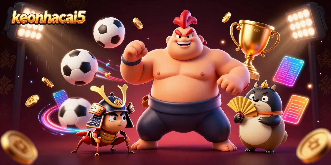 Experience dynamic sports betting action with keonhacai5 featuring cartoon characters and vibrant elements.