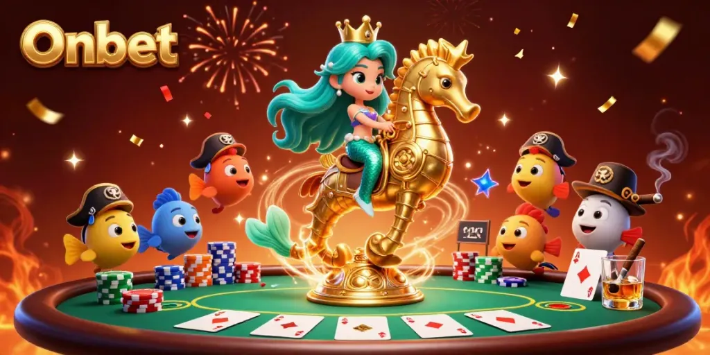 Experience a thrilling Onbet casino adventure with a mermaid princess and poker elements!