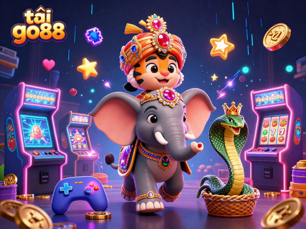 Engage in the excitement of tải go88 with vibrant casino-themed 3D elements and characters.