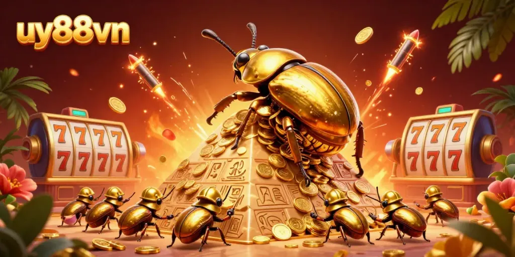 Experience thrilling gameplay at uy88vn with vibrant visuals featuring lucky golden symbols.