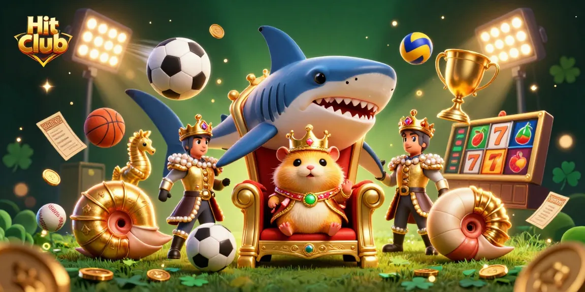 Experience the excitement of Hit club with a vibrant 3D digital casino scene featuring engaging characters and elements.