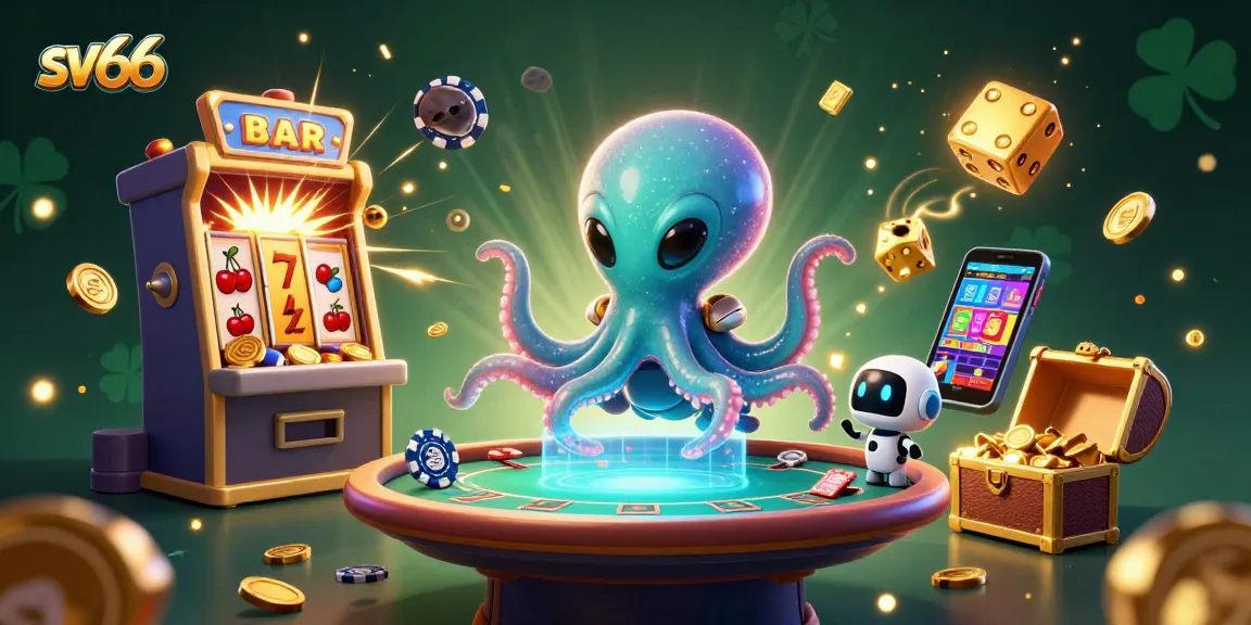 Simplify the gambling experience at sv66 with an alien poker scene, showcasing poker elements and sparks.