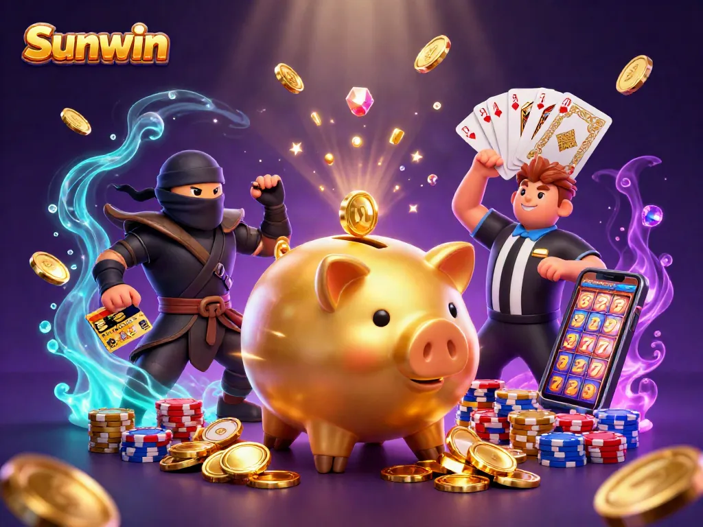 Experience thrilling wins at Sunwin with a dynamic casino scene featuring exciting characters and rich game elements.