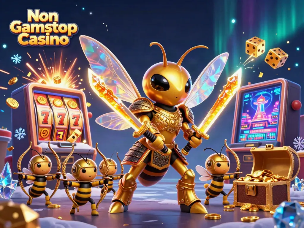 Engage in thrilling gameplay at Non Gamstop Casino surrounded by festive symbols and immersive gaming elements.