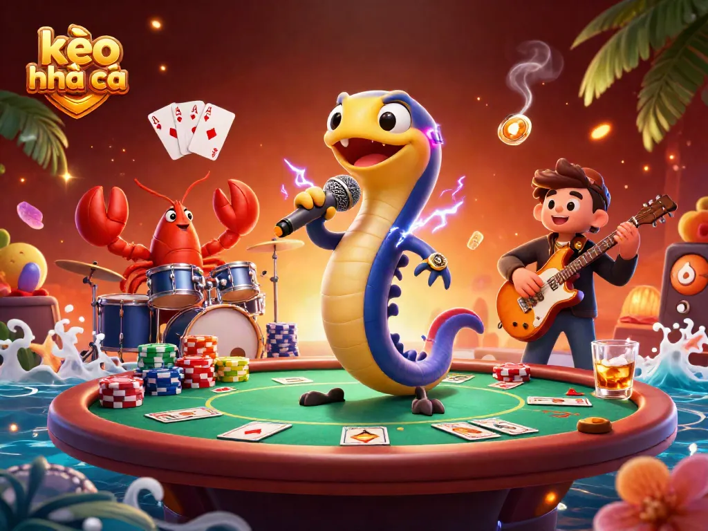 Experience the excitement of kèo nhà cái with vibrant underwater casino characters and dynamic poker elements.