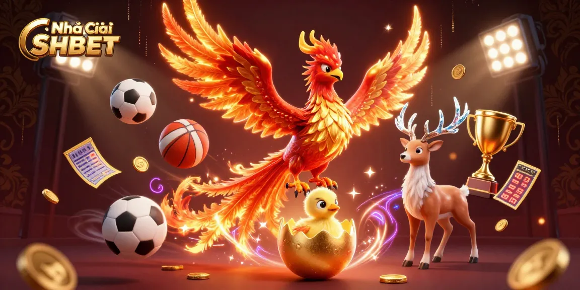 Engage with Nhà cái SHBET and experience dynamic sports betting elements in a colorful 3D casino illustration.