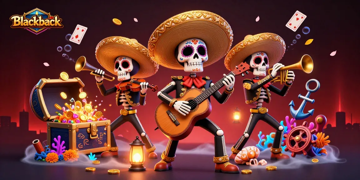 Enjoy Blackjack with colorful mariachi characters in a vibrant casino scene.