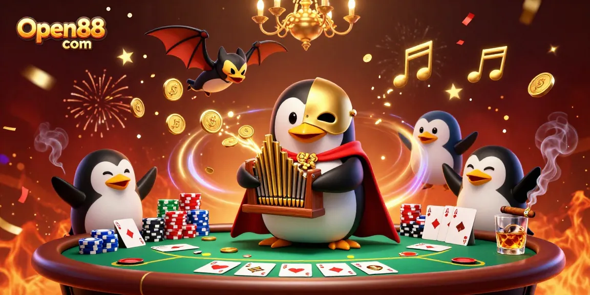 Experience thrilling wins at Open88 com, a vibrant illustration of casino excitement featuring exciting poker elements.