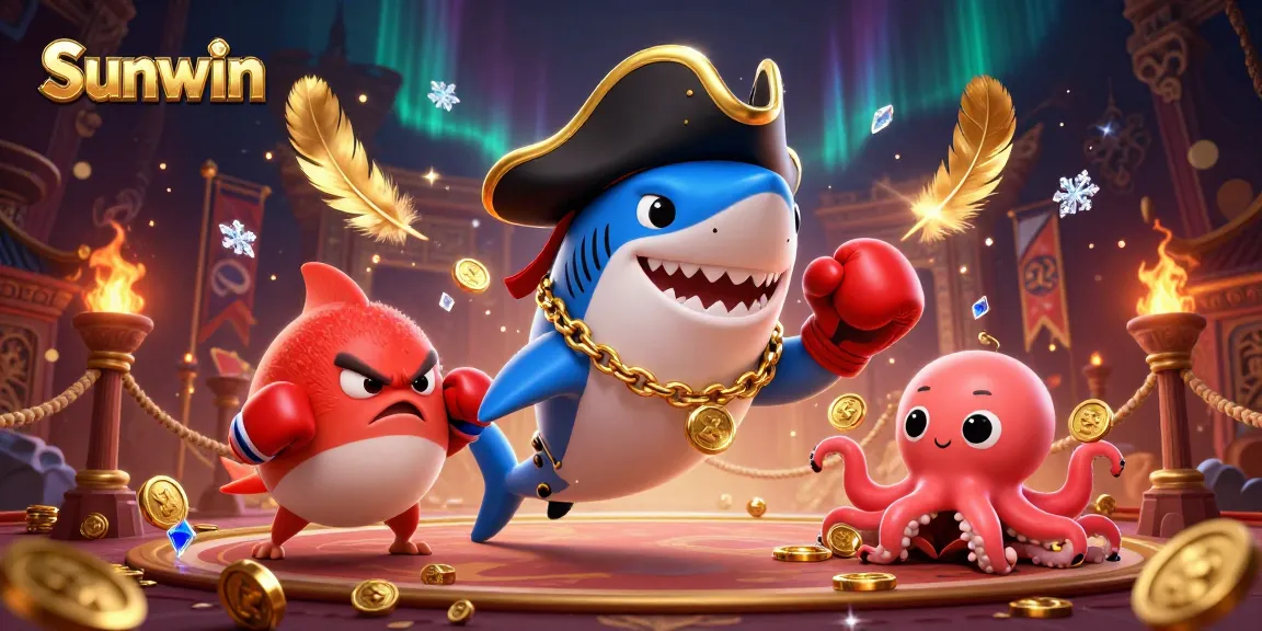 Experience thrilling gameplay at Sunwin with a vibrant casino scene featuring playful characters and dynamic elements.