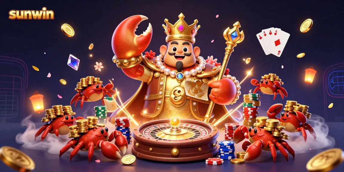 Win big with Sunwin as a golden crab emperor leads a treasure-filled casino adventure.