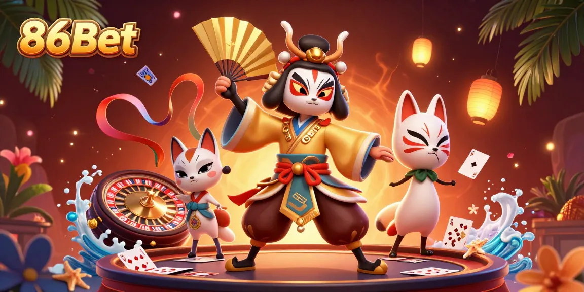 Experience the vibrant energy of 86Bet's dynamic live casino scene featuring iconic characters and rich game elements.