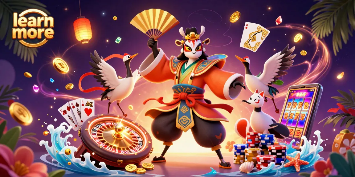 Experience the thrill of a vibrant online casino with the "learn more" theme as characters engage in dynamic gambling action.