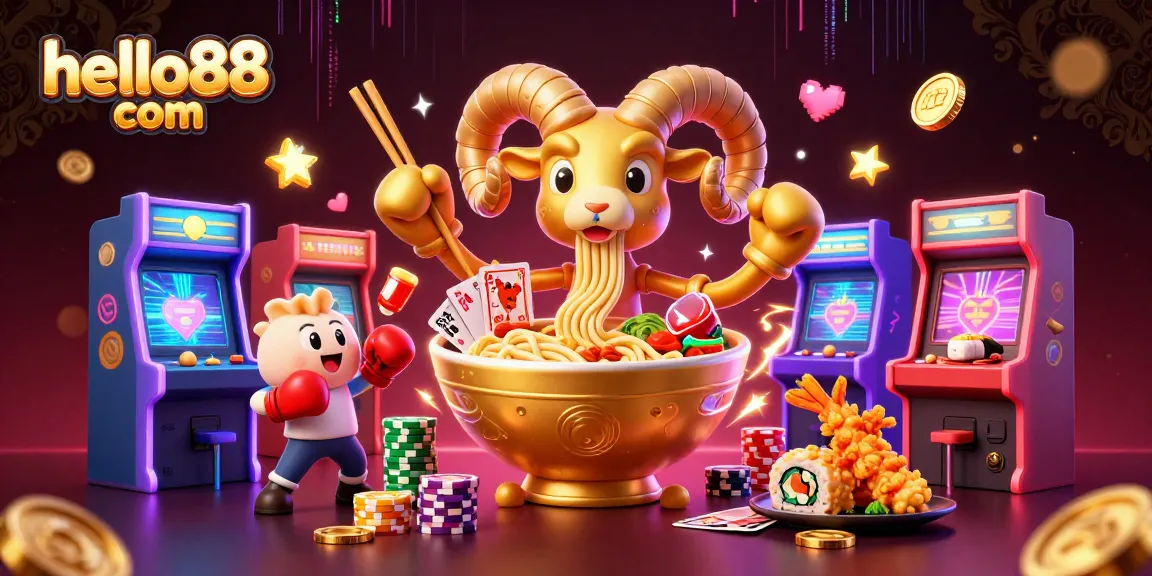 Engage in thrilling gameplay at hello88 com featuring a vibrant 3D illustration of cheerful characters in a lively casino setting.