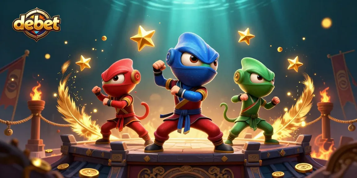 Bet big with debet as colorful ninja chameleons engage in thrilling casino action.