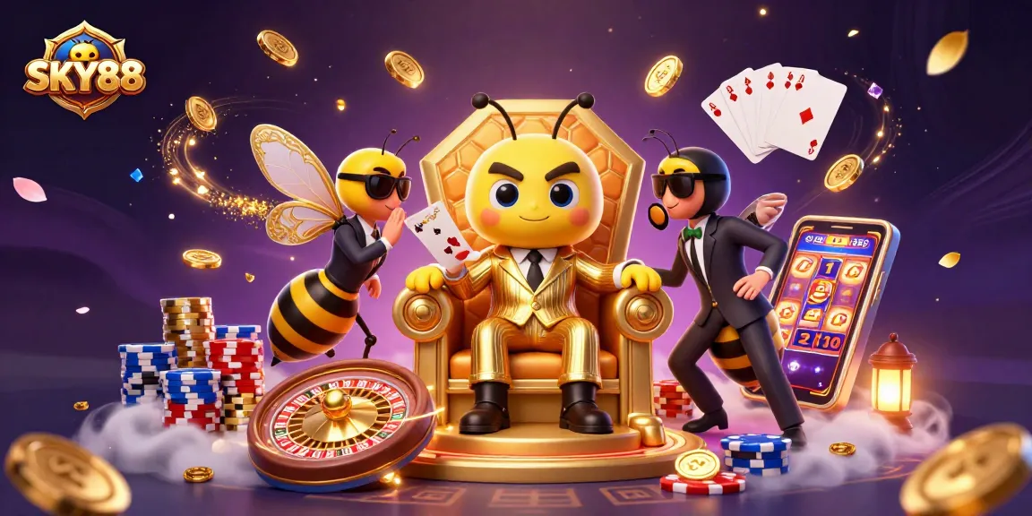 Experience exhilarating gaming with SKY88's vibrant casino scene featuring a bumblebee mob boss.