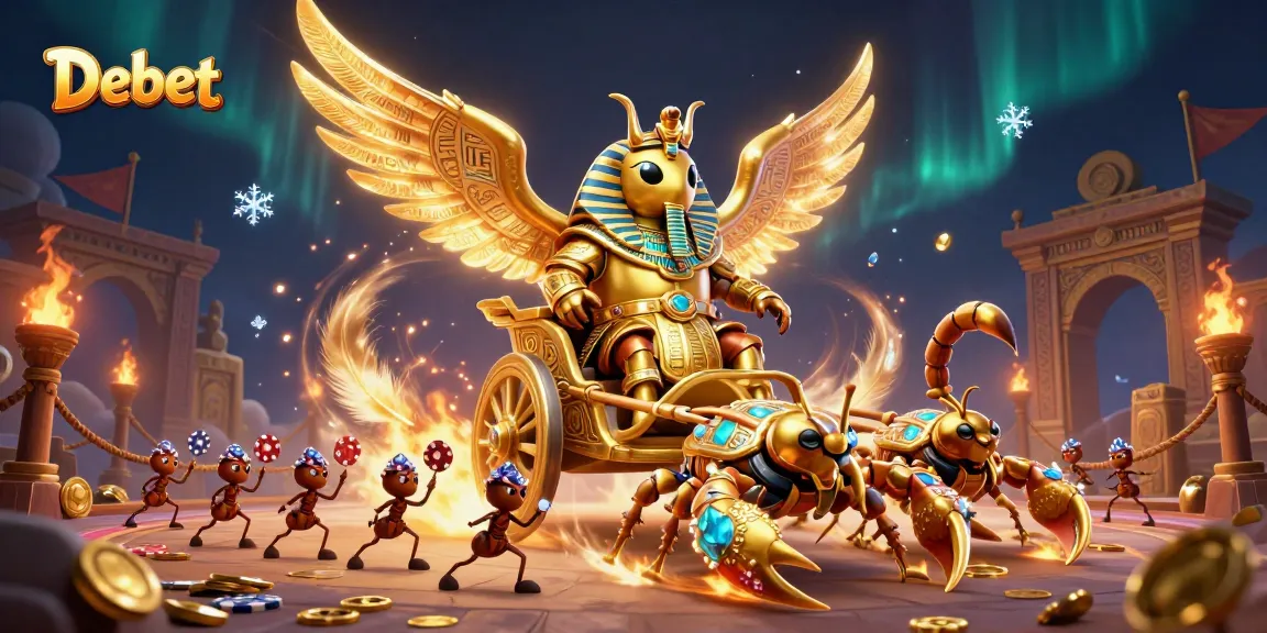 Bet on Debet with vibrant gaming elements and 3D characters in an energetic casino scene.