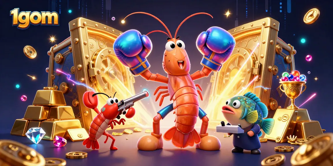 Engage with 1gom's online casino excitement featuring vibrant characters amidst treasure and dynamic betting elements.
