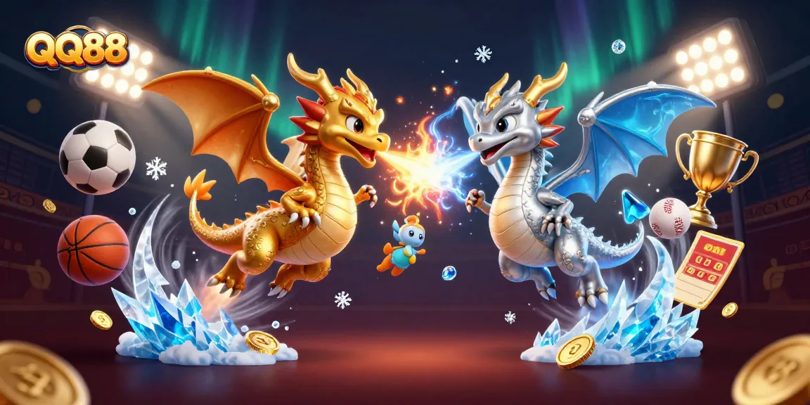 Engage with thrilling QQ88 sports betting action featuring 3D cartoon dragons and dynamic game elements.