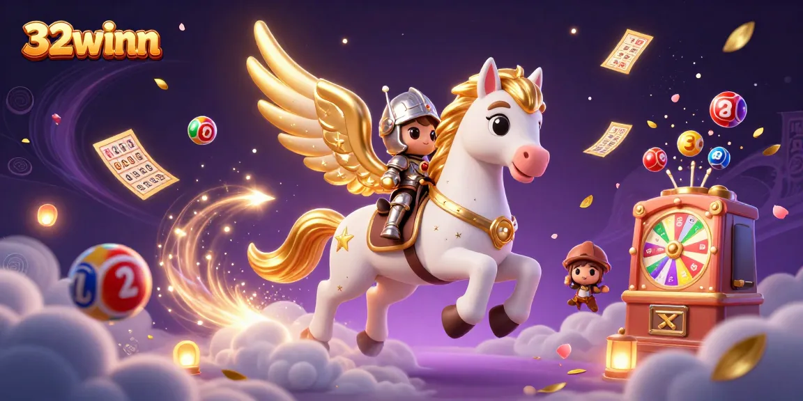 Experience the thrill of 32winn with floating lottery balls and magical casino elements.