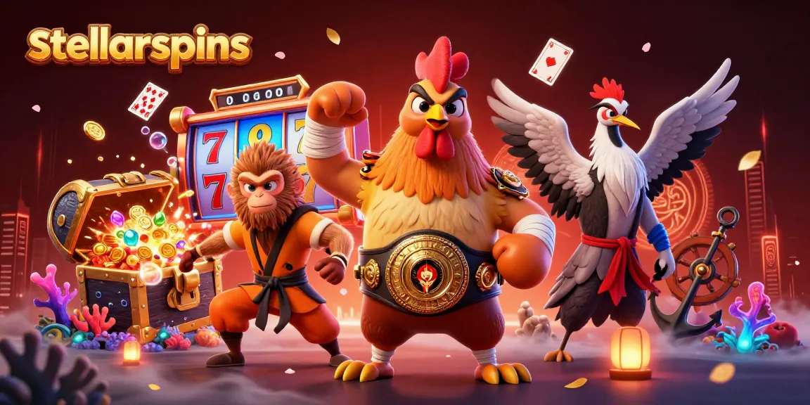 Experience stellarspins with exciting slot reels and vibrant characters in a dynamic casino scene.