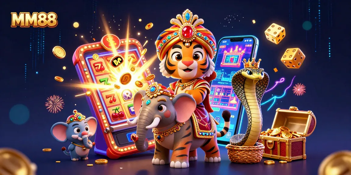 Experience thrilling action at MM88's vibrant casino scene with 3D characters and exciting game elements.