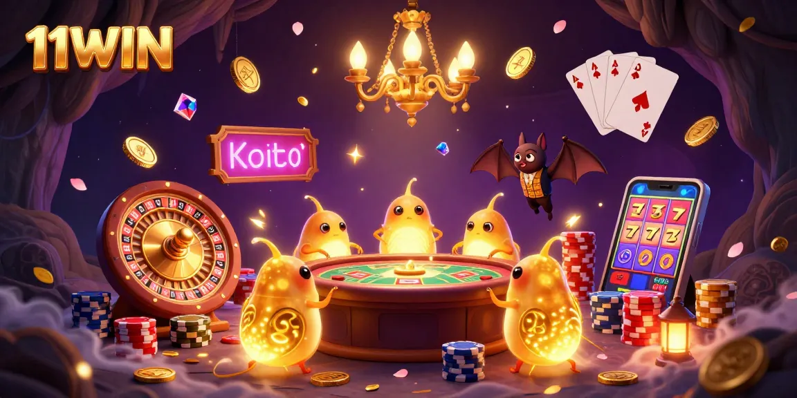 Join the glowworms at 11WIN, illuminating a vibrant casino scene filled with games and treasures.