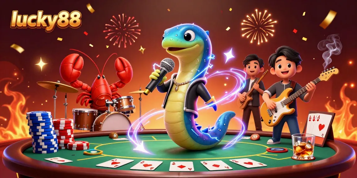 Experience the lively atmosphere of lucky88 with a DJ eel and band in an underwater casino stage.