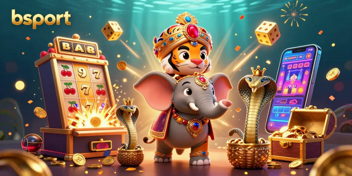 Experience thrilling wins at bsport with a vibrant casino scene featuring exciting slot and game elements.