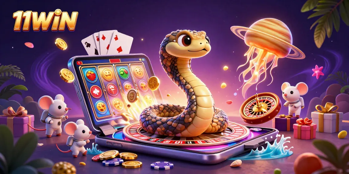 Experience the thrill of betting with 11WIN in a vivid 3D cosmic casino scene.