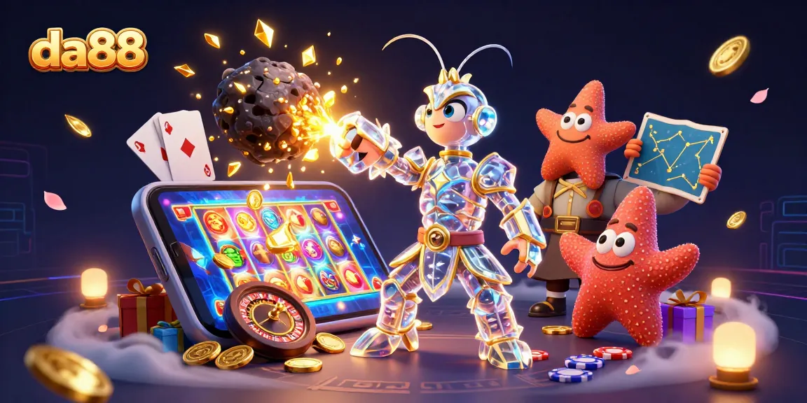 Experience thrilling gaming action with the da88 samurai mantis shrimp in a vibrant casino scene.
