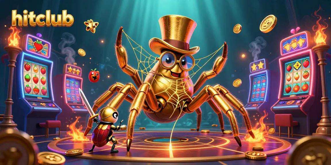 Join the excitement at hitclub, where a golden tarantula and beetle knight meet in a vibrant casino!